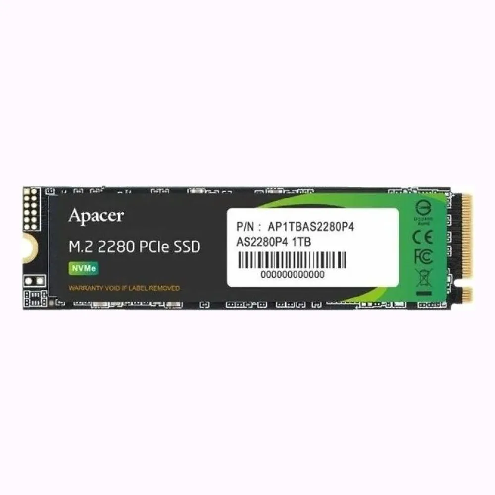 Накопитель SSD Apacer 1Tb, M.2 2280, AS2280P4 PCIe 3.0 x4, NVMe, R/W 3000/2000