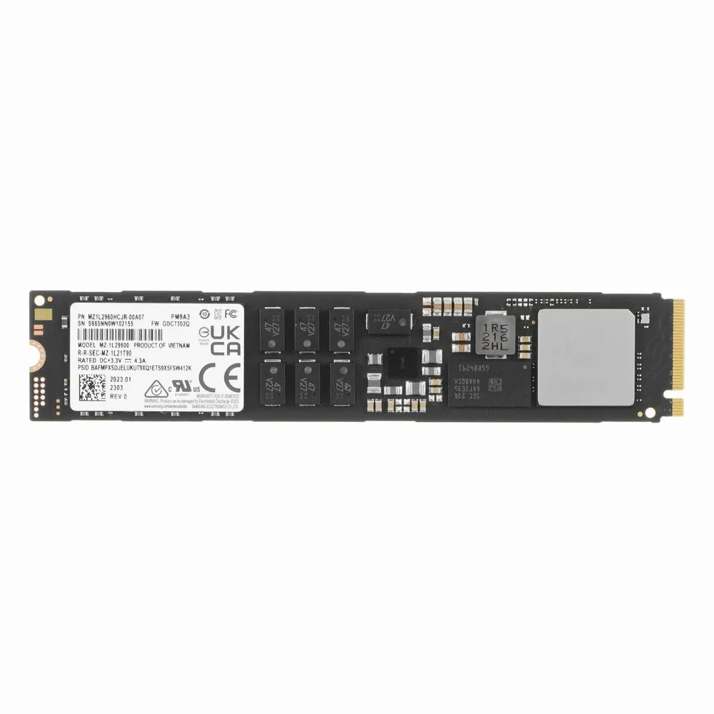 Накопитель SSD Samsung Enterprise PM9A3, 960Gb, M.2 22110, PCIe 3.0 x4, NVMe, R/W 5000/1400 Mb/s OEM