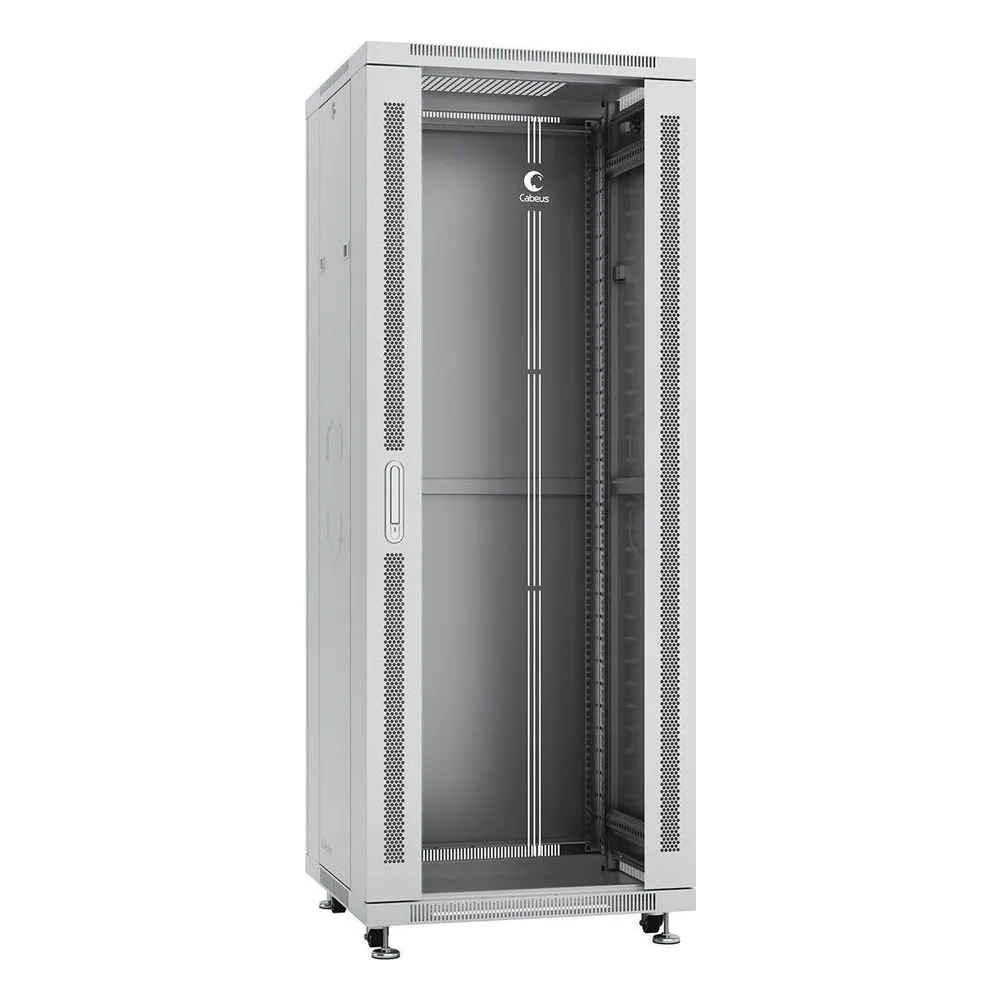 Шкаф телекоммуникационный напольный Cabeus, IP20, 32U, 1610х600х600 мм (ВхШхГ), дверь: стекло, разборный, цвет: серый