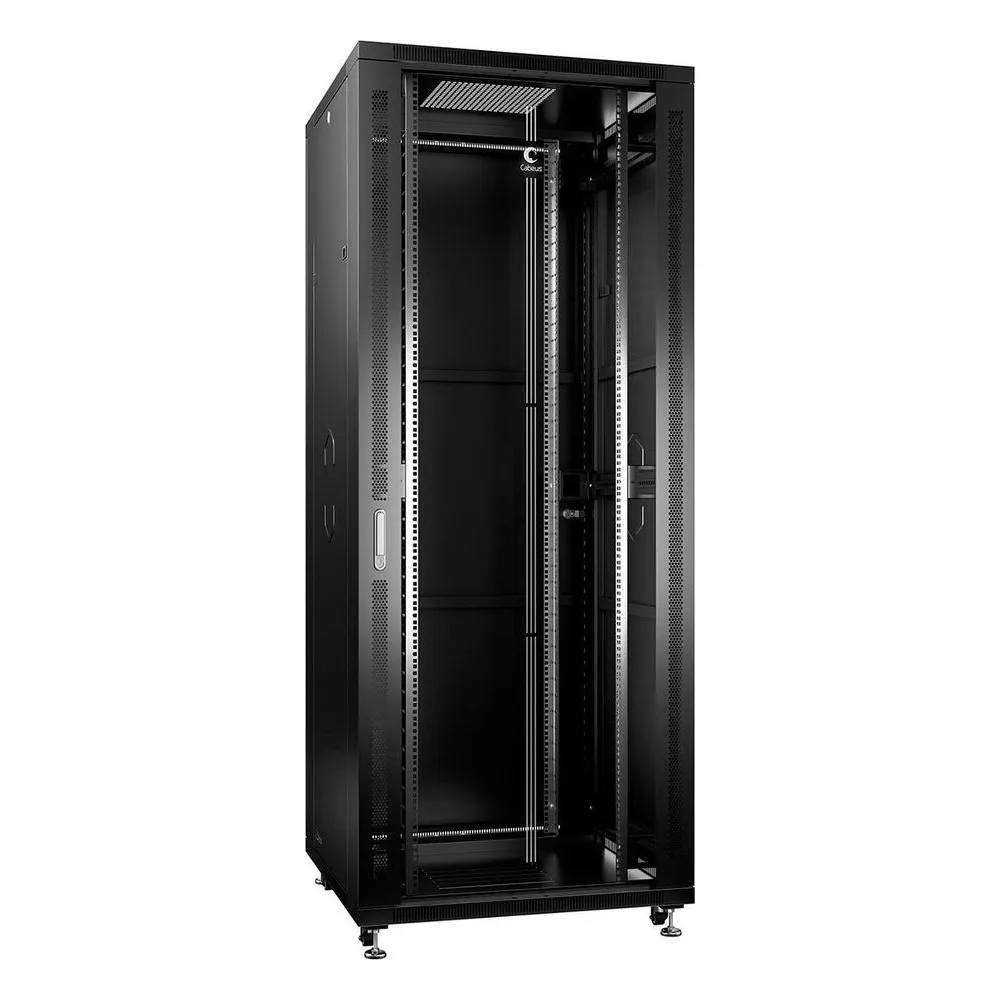 Шкаф телекоммуникационный напольный Cabeus, IP20, 42U, 2055х800х1000 мм (ВхШхГ), дверь: стекло, боковая панель: сплошная, разборный, цвет: чёрный