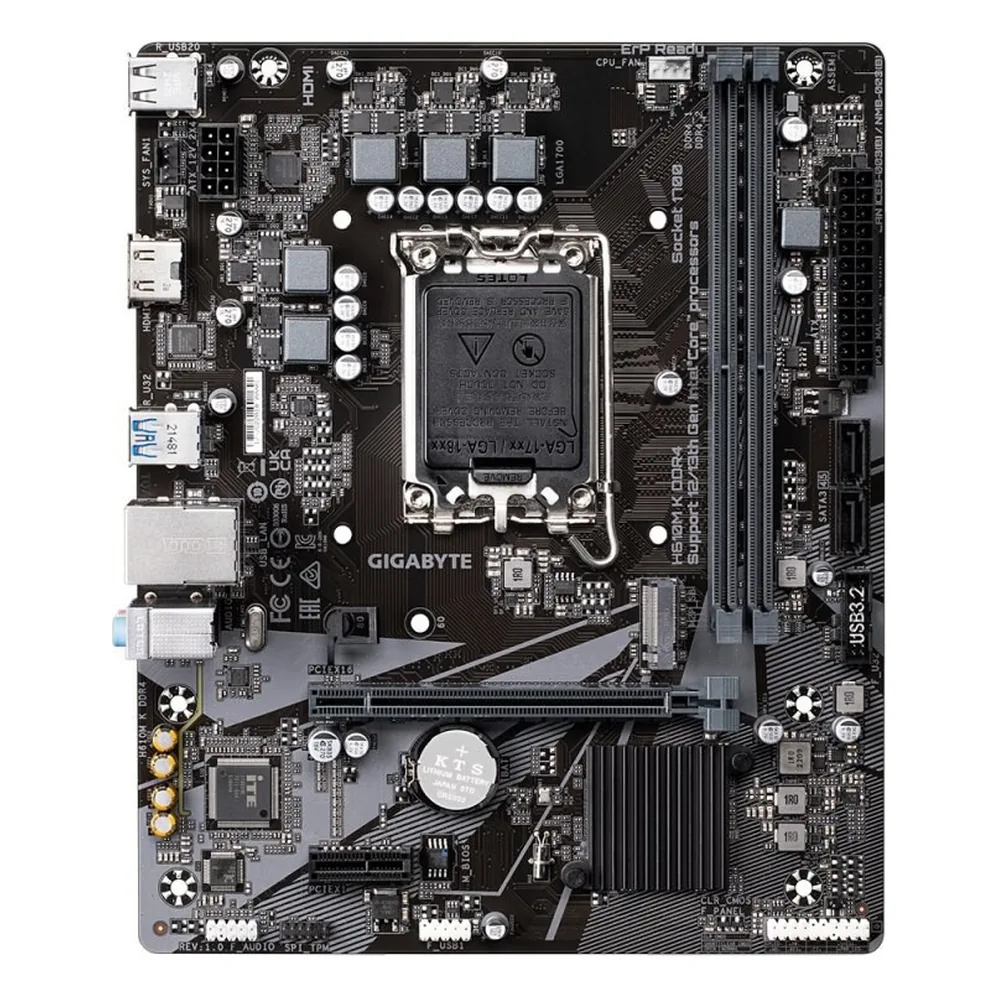Материнская плата Gigabyte H610M K DDR4 (V2.0), LGA1700, Intel H610, 2xDDR4, 2xSATA, 1xM.2 PCIe 3.0, 1xPCIe 4.0 x16, 1xPCIe 3.0 x1, 1xHDMI, 1x 1Gb LAN, 2xUSB 3.2 Gen 1, 4xUSB 2.0, 3x3.5 мм, 7.1, microATX
