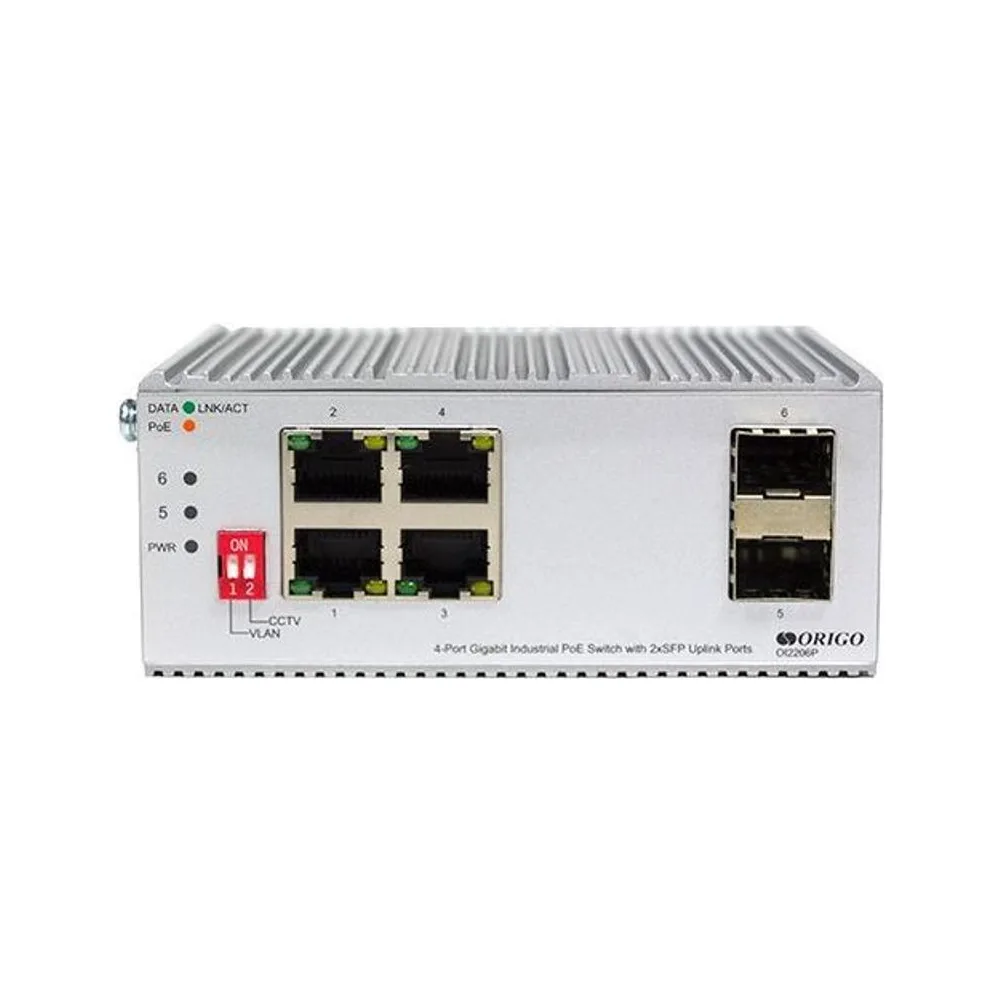 Коммутатор ORIGO OI2206P/120W/A1A, 4×1 Гбит/с PoE, 2×1 Гбит/с SFP, неуправляемый
