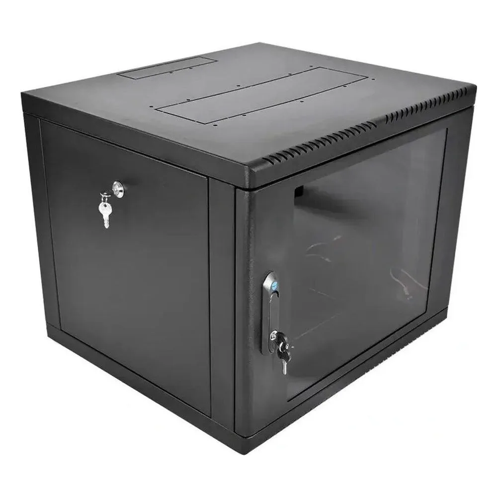 Шкаф телекоммуникационный настенный разборный ЦМО 9U (600 x 650) съемные стенки, дверь стекло, черный (ШРН-М-9.650-9005)