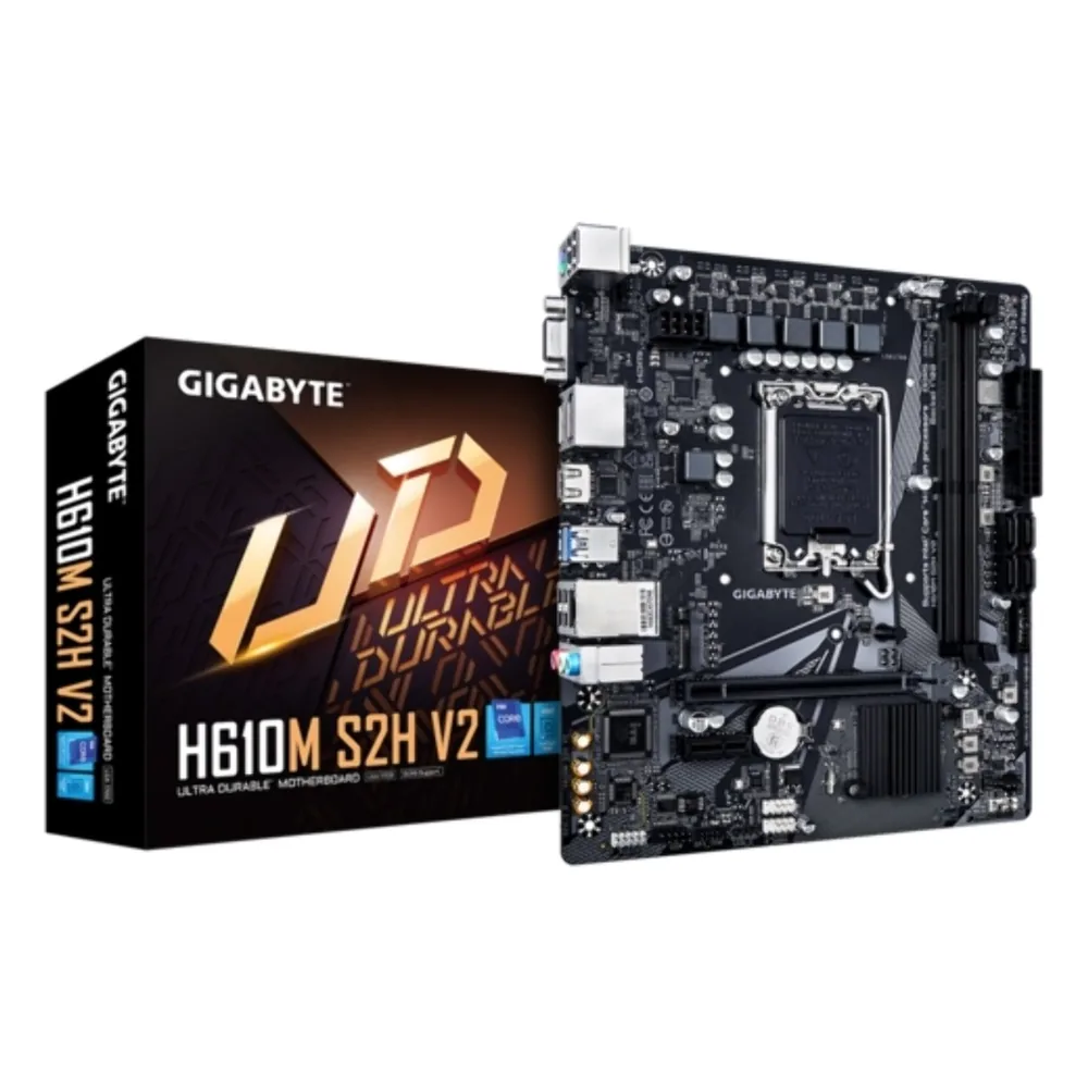 Материнская плата GIGABYTE H610M S2H V2, LGA1700, Intel H610, 2xDDR5, 4xSATA, 1xM.2, 1xPCIe 4.0 x16, DisplayPort, HDMI, D-Sub, 1x1Gb LAN, 3x3.5 мм, 7.1, microATX