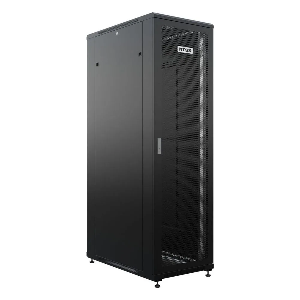 Шкаф серверный NTSS Премиум (NTSS-R42U80100PD/PDD-BL) напольный 42U 800x1000 мм пер. дв. перфор. металл 900 кг серый 910 мм 160 кг 1987 мм IP20 сталь