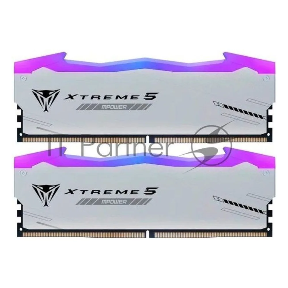 Оперативная память Patriot Viper Xtreme 5, DDR5, 48GB (2x24GB), 6000MHz, CL30, DIMM, с радиаторами, RGB, серебристый