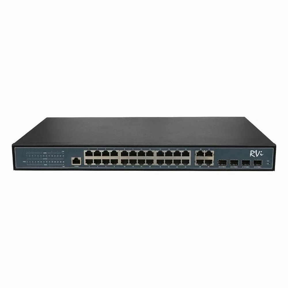 Коммутатор RVi RVi-1NSM24G-4C, 24×1 Гбит/с PoE + 4×1 Гбит/с SFP (Combo), управляемый