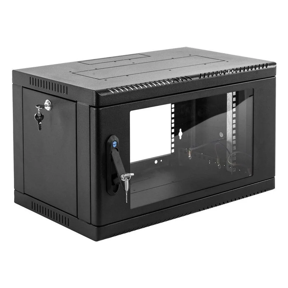 Шкаф коммутационный ЦМО (ШРН-9.650-9005) настенный 9U 600x658мм пер.дв.стекл 200кг черный 600мм 180град.
