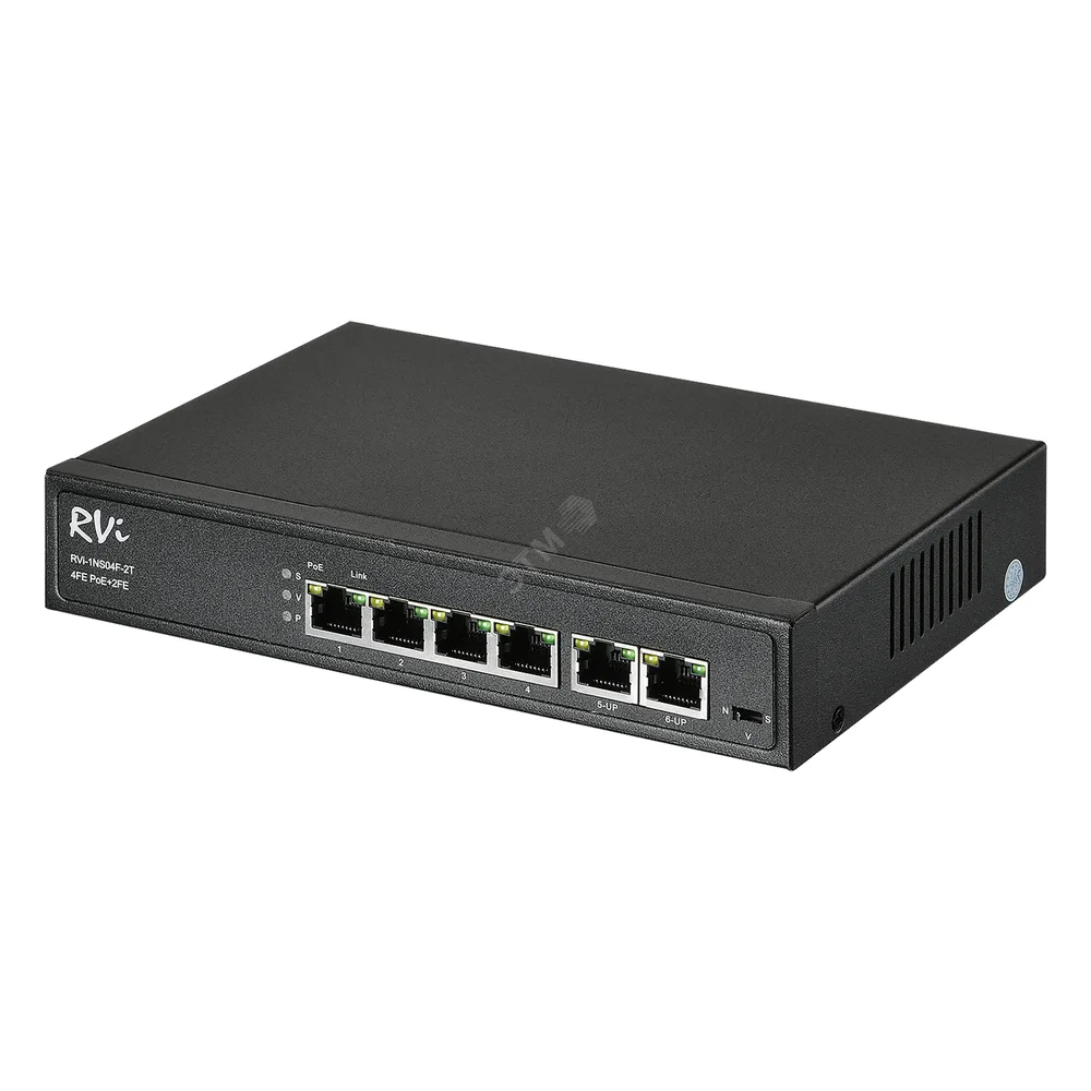 Коммутатор RVi-1NS04F-2T, 4×100 Мбит/с PoE + 2×100 Мбит/с, неуправляемый