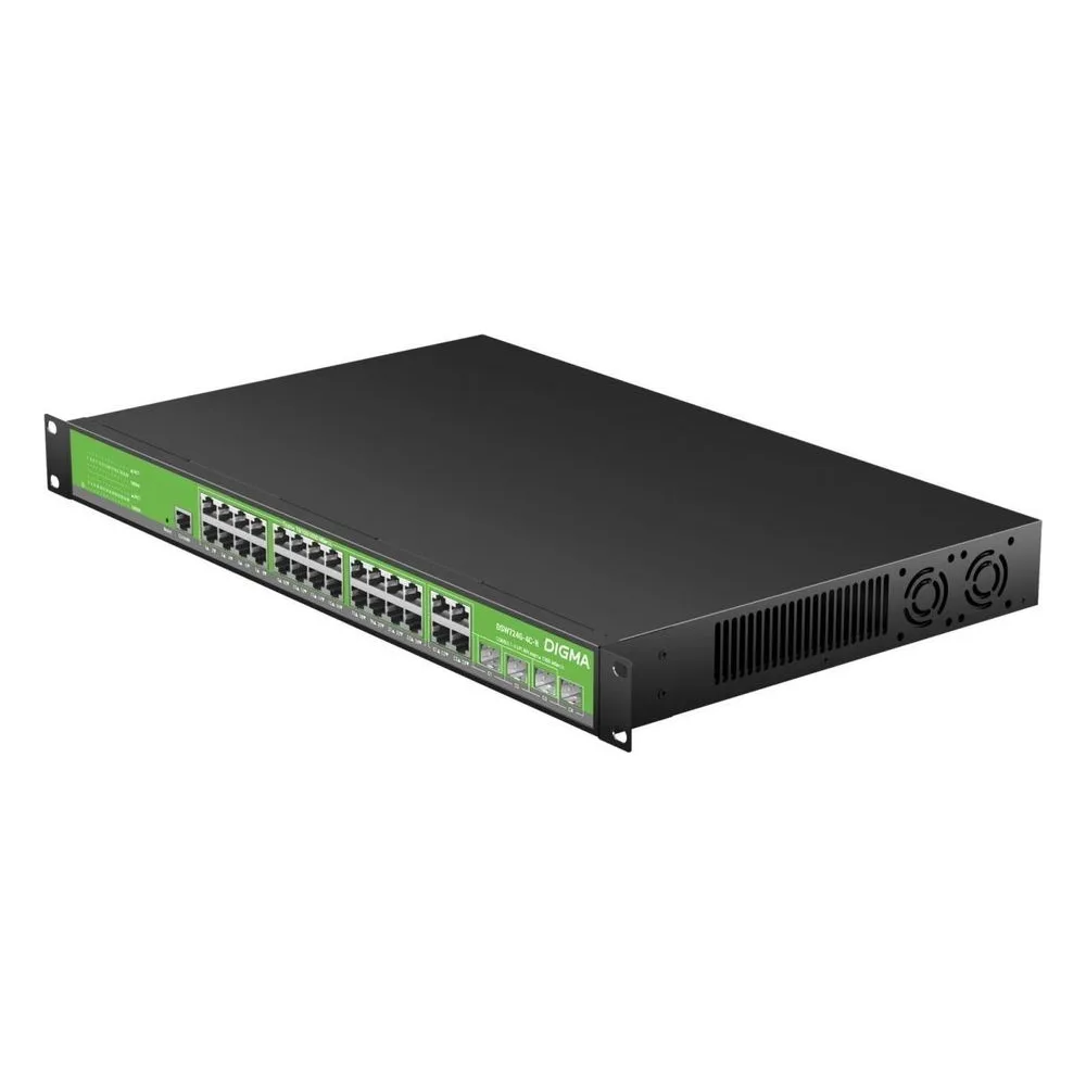 Коммутатор Digma DSW724G-4C-R, 24×1 Гбит/с + 4×1 Гбит/с Combo, управляемый