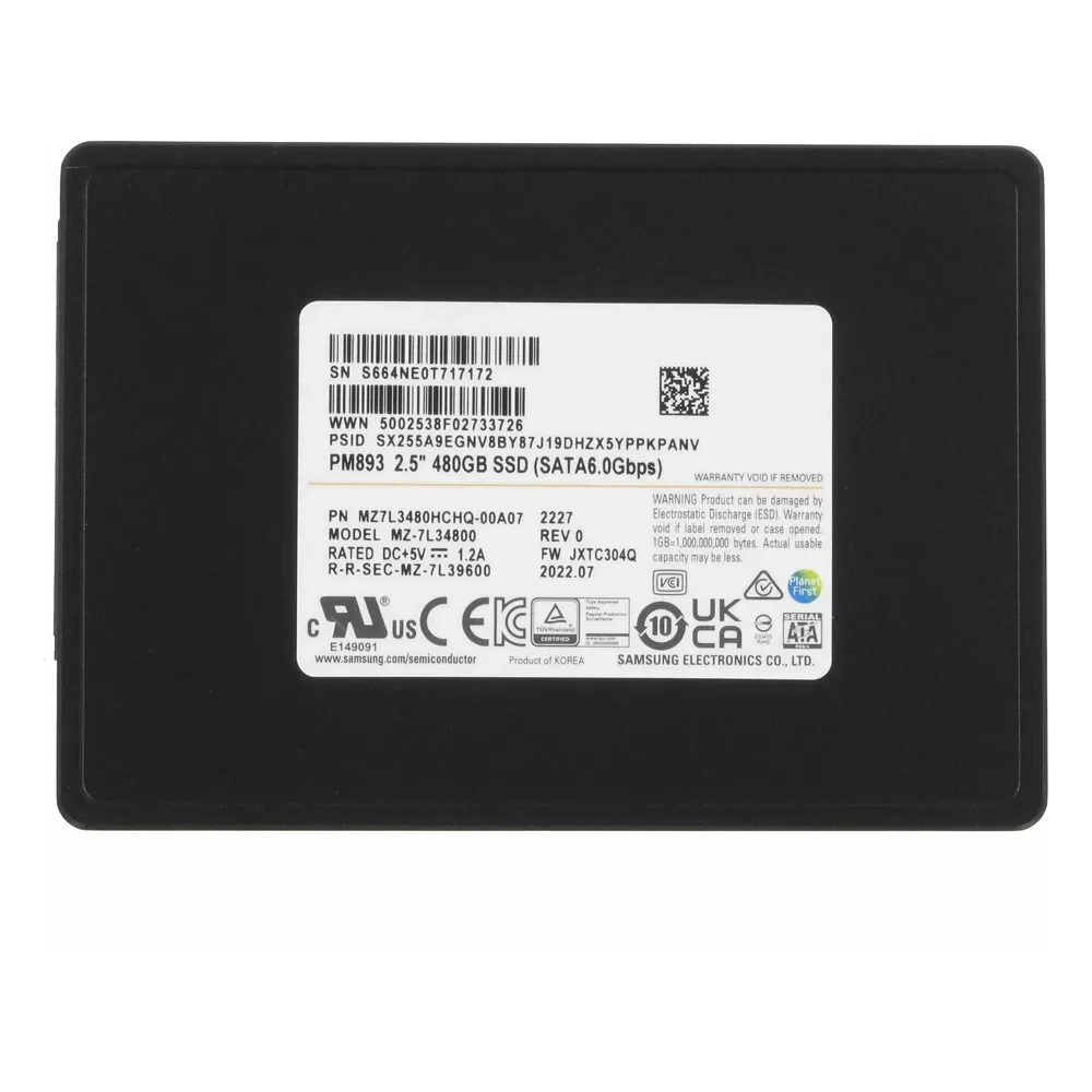 Накопитель SSD Samsung PM893 SATA2.5" 480Gb TLC MZ7L3480HCHQ-00B7C