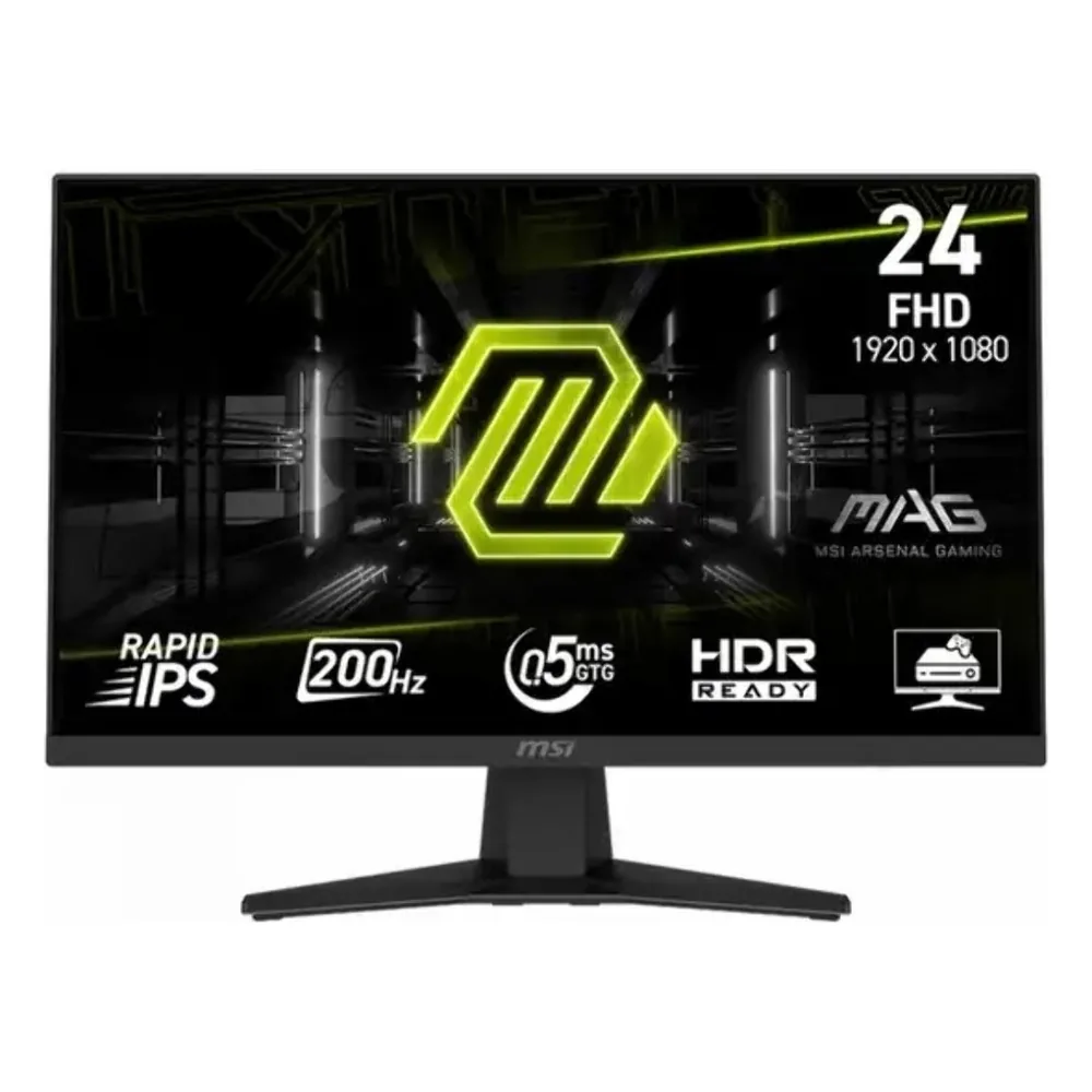 Монитор 23.8" MSI MAG 244F IPS 1920x1080, 200 Гц, 1 мс, 16:9, 300 кд/м², HDMI 2.0b, DisplayPort 1.2a, выход на наушники, Flicker Free, Low Blue Light, поддержка HDCP, слот для замка безопасности, черный