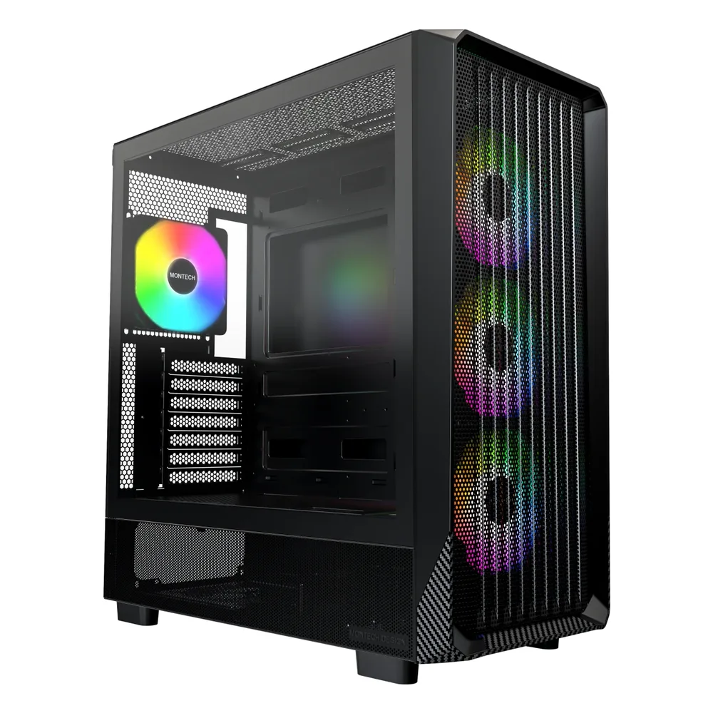 Компьютерный корпус Montech X5 черный без БП ATX 4x120мм 1xUSB2.0 1xUSB3.0 audio bott PSU