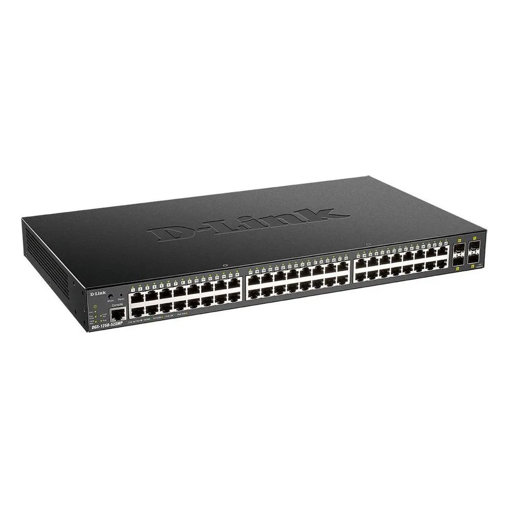 Коммутатор D-Link DGS-1250-52XMP/A1A, 48×1 Гбит/с + 4×10 Гбит/с SFP+, управляемый