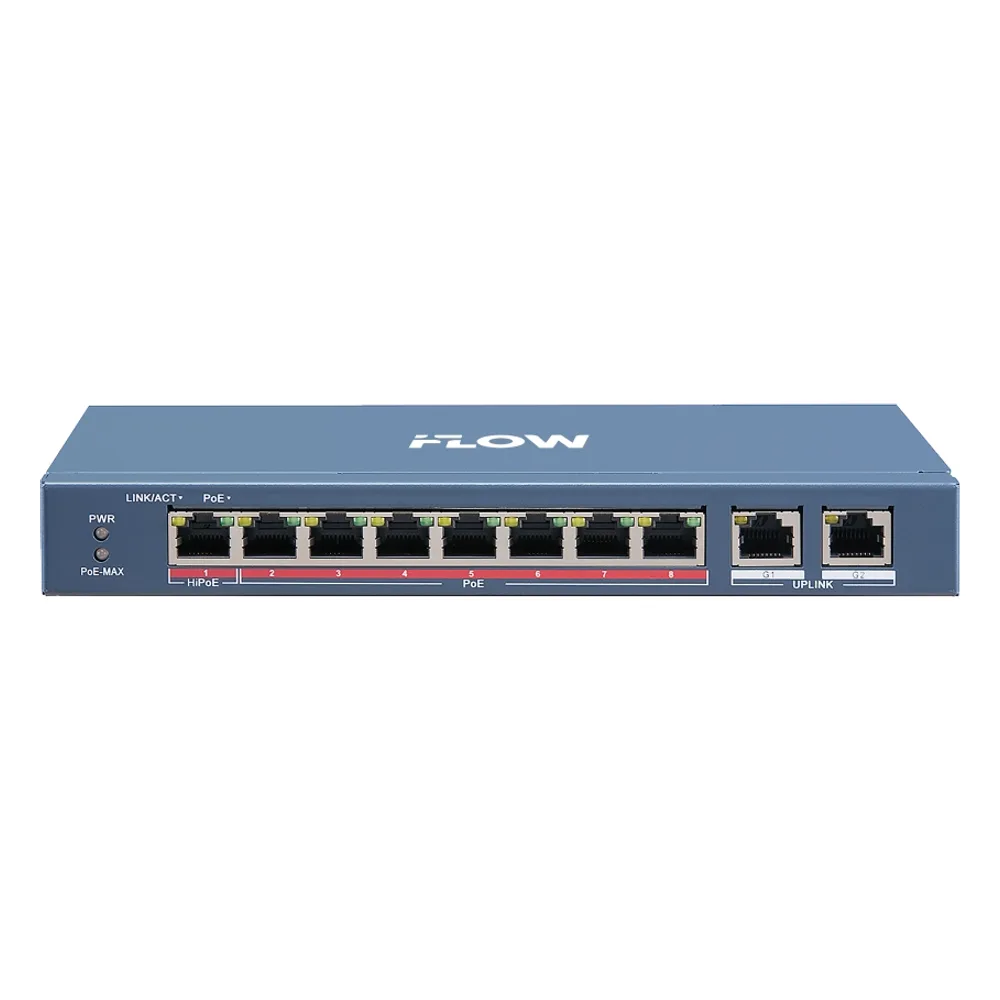 Коммутатор iFLOW F-SW-EU410HPOE-V, 8×100 Мбит/с PoE + 2×1 Гбит/с, неуправляемый