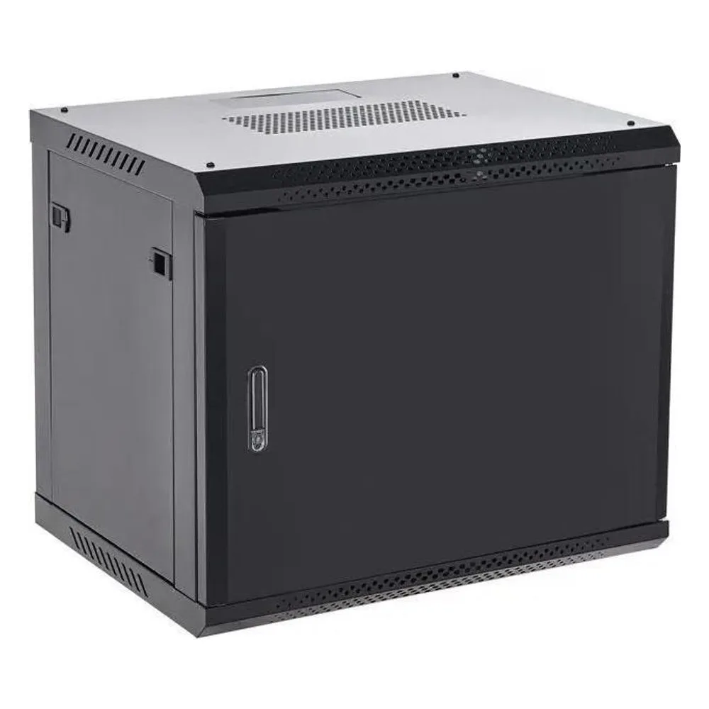 Шкаф коммутационный Rexant настенный 9U 600x600 мм пер. дв. металл черный