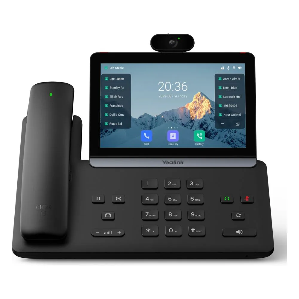 Телефон YEALINK SIP-T88V Pro, видеотерминал, 7" экран, Android, WiFi, Bluetooth-трубка, USB, GigE, камера, без БП, шт