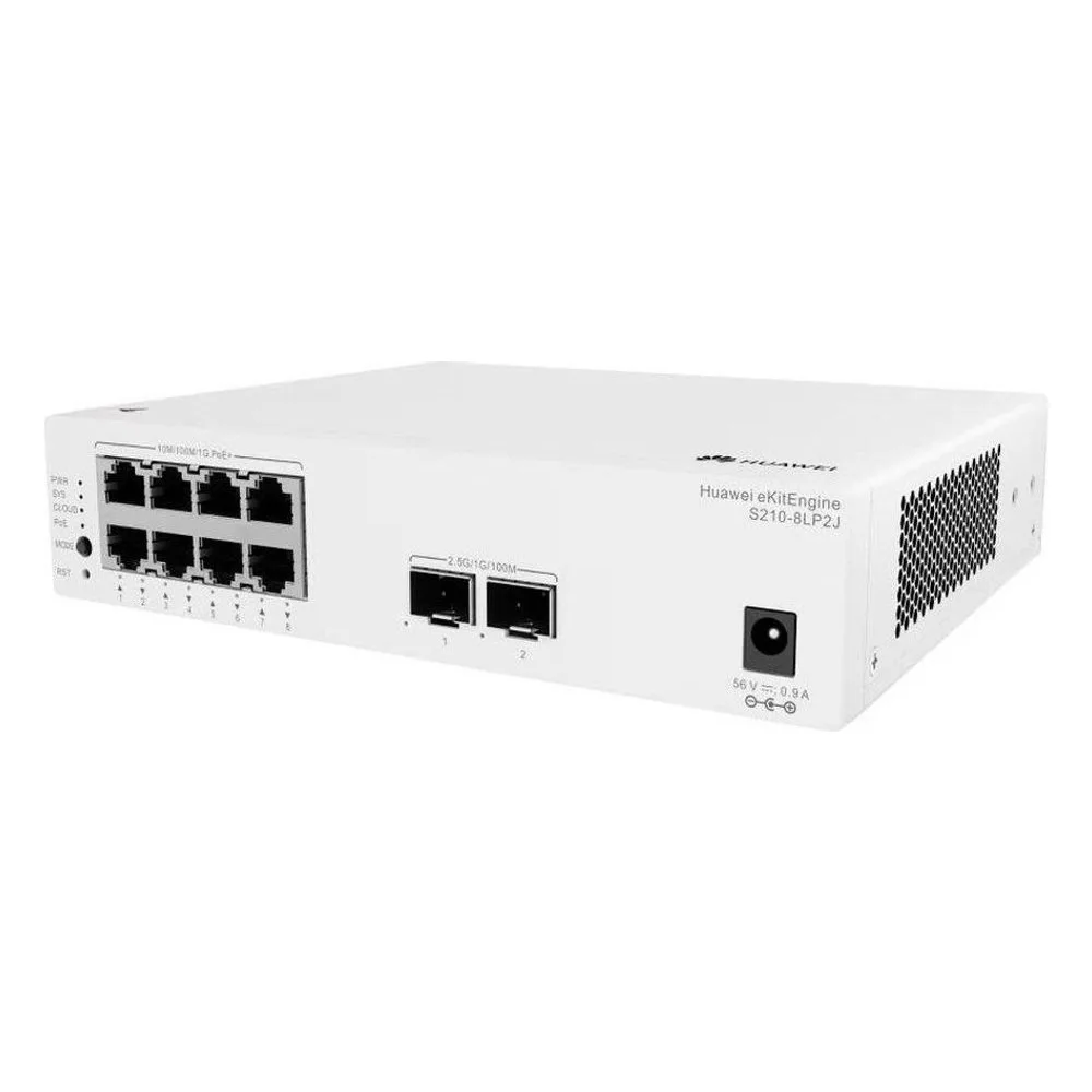 Коммутатор Huawei eKit S210-8LP2J, 8×1 Гбит/с + 2×2.5 Гбит/с SFP, управляемый