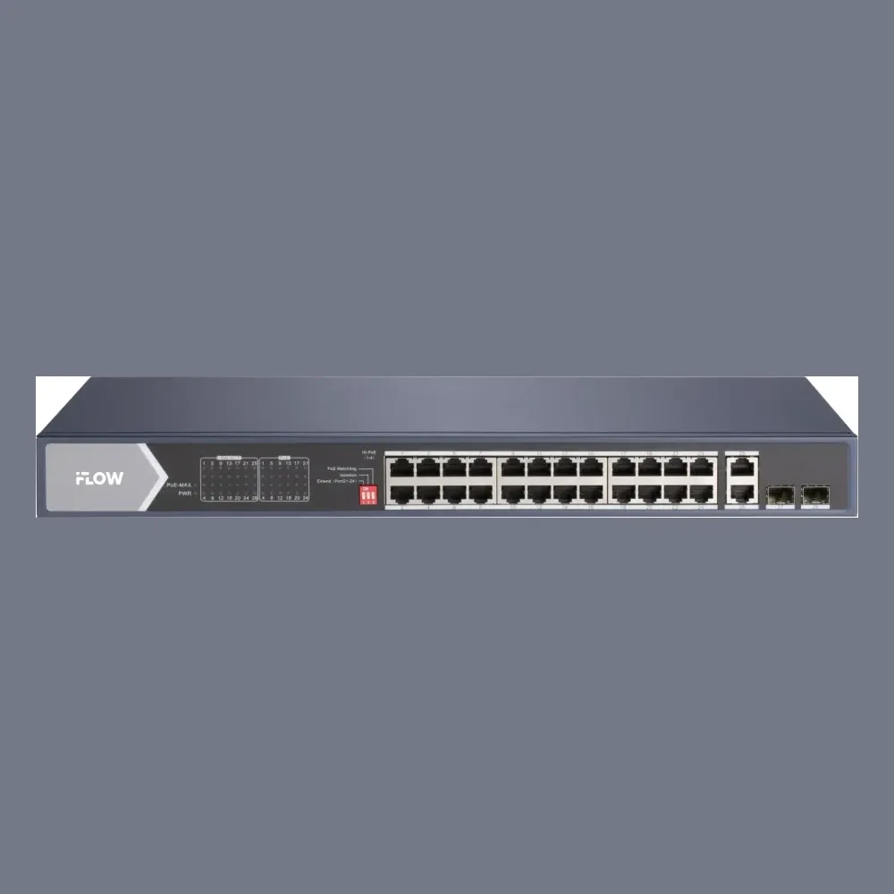 Коммутатор iFLOW F-SW-EU628HPOE-V, 24×1 Гбит/с PoE + 2×1 Гбит/с LAN, неуправляемый