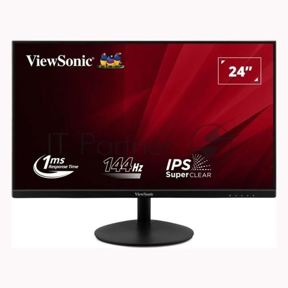 Монитор 23.8" ViewSonic VA24E2-H IPS 1920x1080, 144 Гц, 1 мс, 16:9, 250 кд/м², HDMI, VGA, Flicker Free, черный