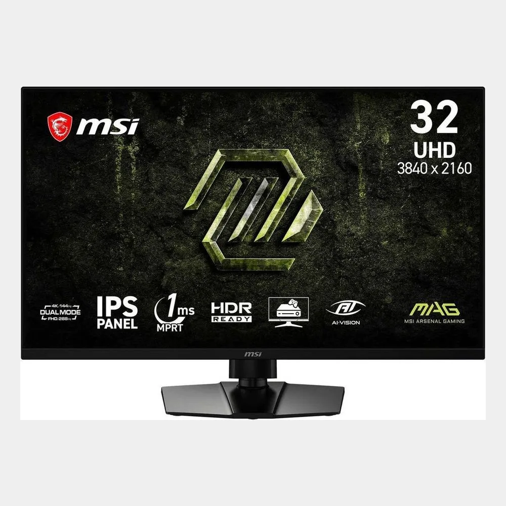 Монитор 31.5" MSI MAG 321UPD E14 IPS 3840x2160, 144 Гц, 1 мс (MPRT), 16:9, 300 кд/м², HDMI 2.1 (x2), DisplayPort 1.4a, выход на наушники, Flicker Free, Adaptive-Sync, PIP, Dual Mode, регулировка по высоте, поворотная подставка, портретный режим, черный