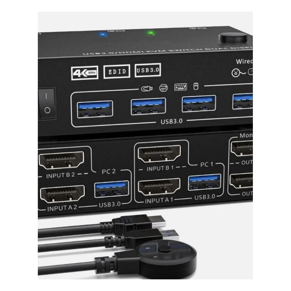 KVM переключатель dual HDMI, USB x2 KS-is (KS-705D)