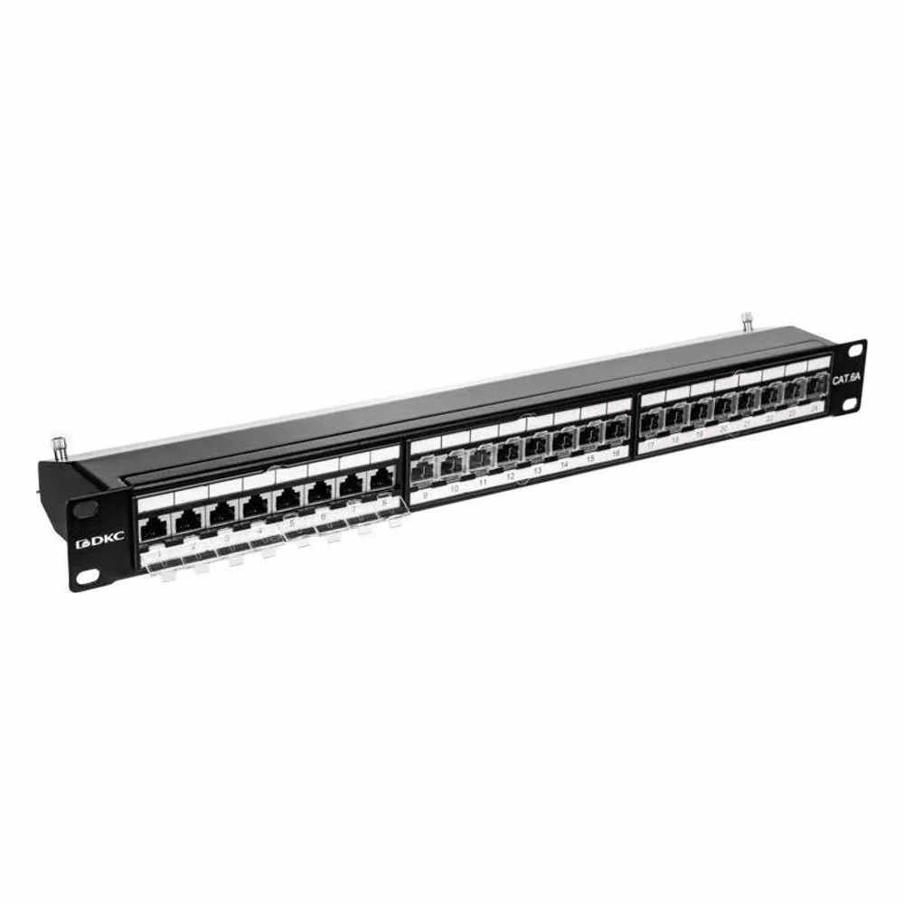 Патч-панель 19'. 1U. CAT6A. 24 порта RJ45. экранированная