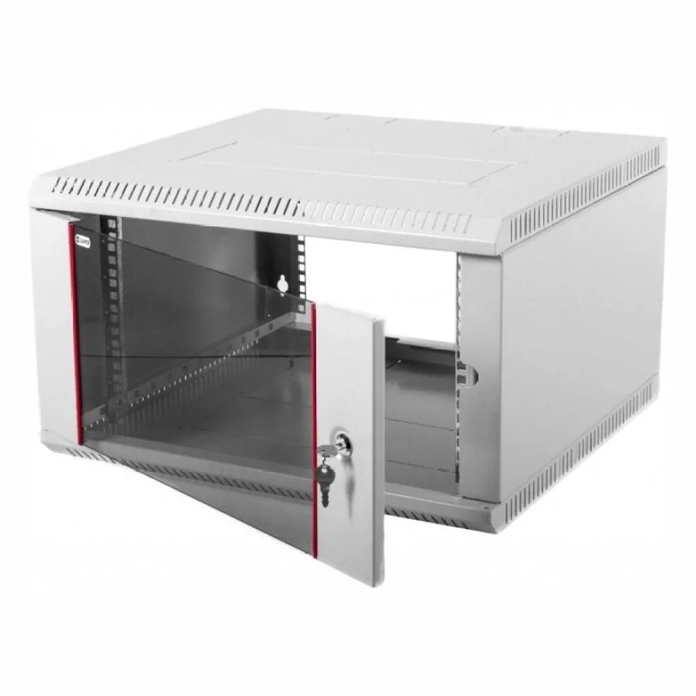 Шкаф настенный ЦМО ШРН-Э-9.500 9U 600x520 мм пер. дв. стекл несъемные бок. пан. серый