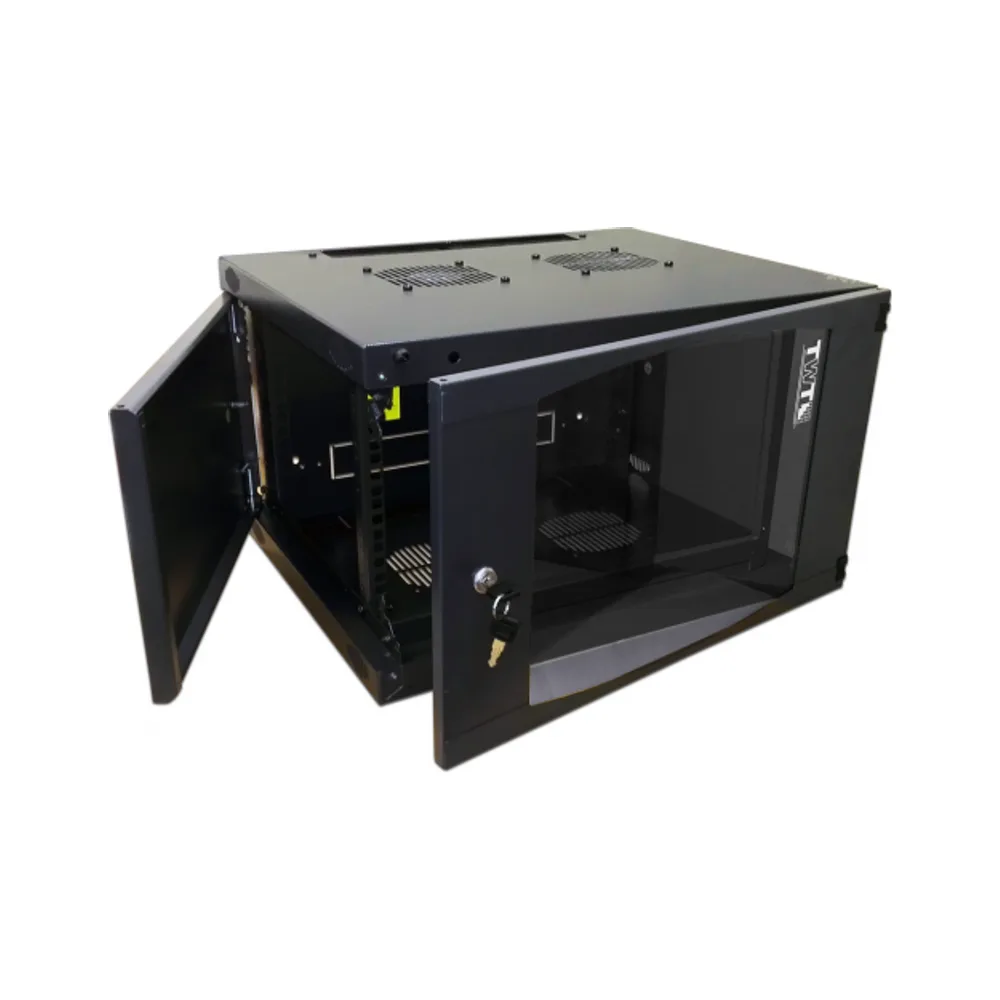 Шкаф настенный Lanmaster Next TWT-CBWNG-9U-6X4-BK 9U 550x450 мм пер. дв. стекл съемные бок. пан. 60 кг черный
