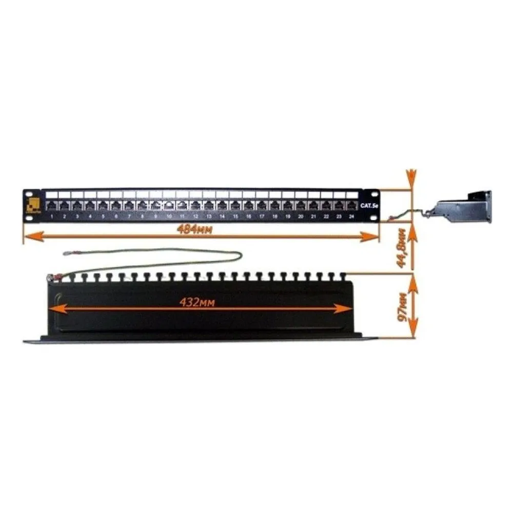 Патч-панель Lanmaster LAN-PPL24S5E 19" 1U 24xRJ45 кат.5e