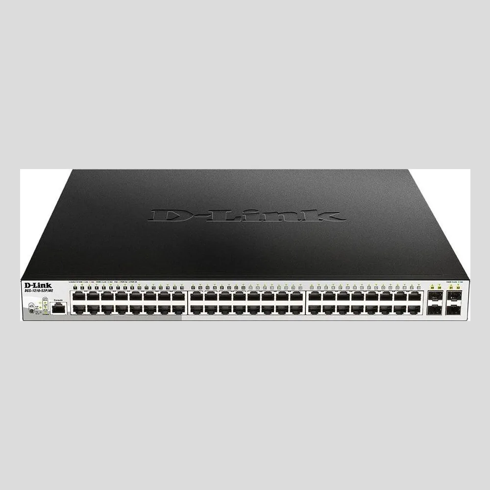 Коммутатор D-Link DGS-1210-52P/ME/B1A, 48×1 Гбит/с + 4×1 Гбит/с SFP, управляемый