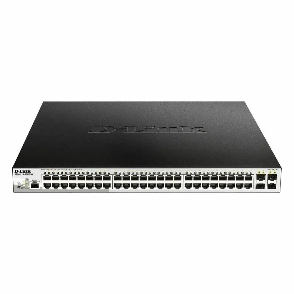 Коммутатор D-Link DGS-1210-52MP/ME/B1A, 48×1 Гбит/с + 4×1 Гбит/с SFP, управляемый