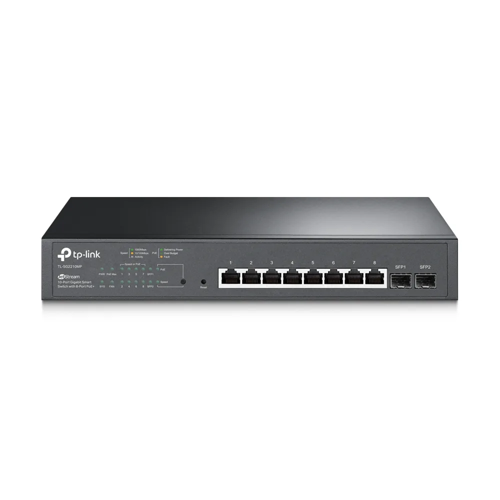 Коммутатор TP-Link JetStream TL-SG2210MP, 8×1 Гбит/с PoE + 2×1 Гбит/с SFP, управляемый