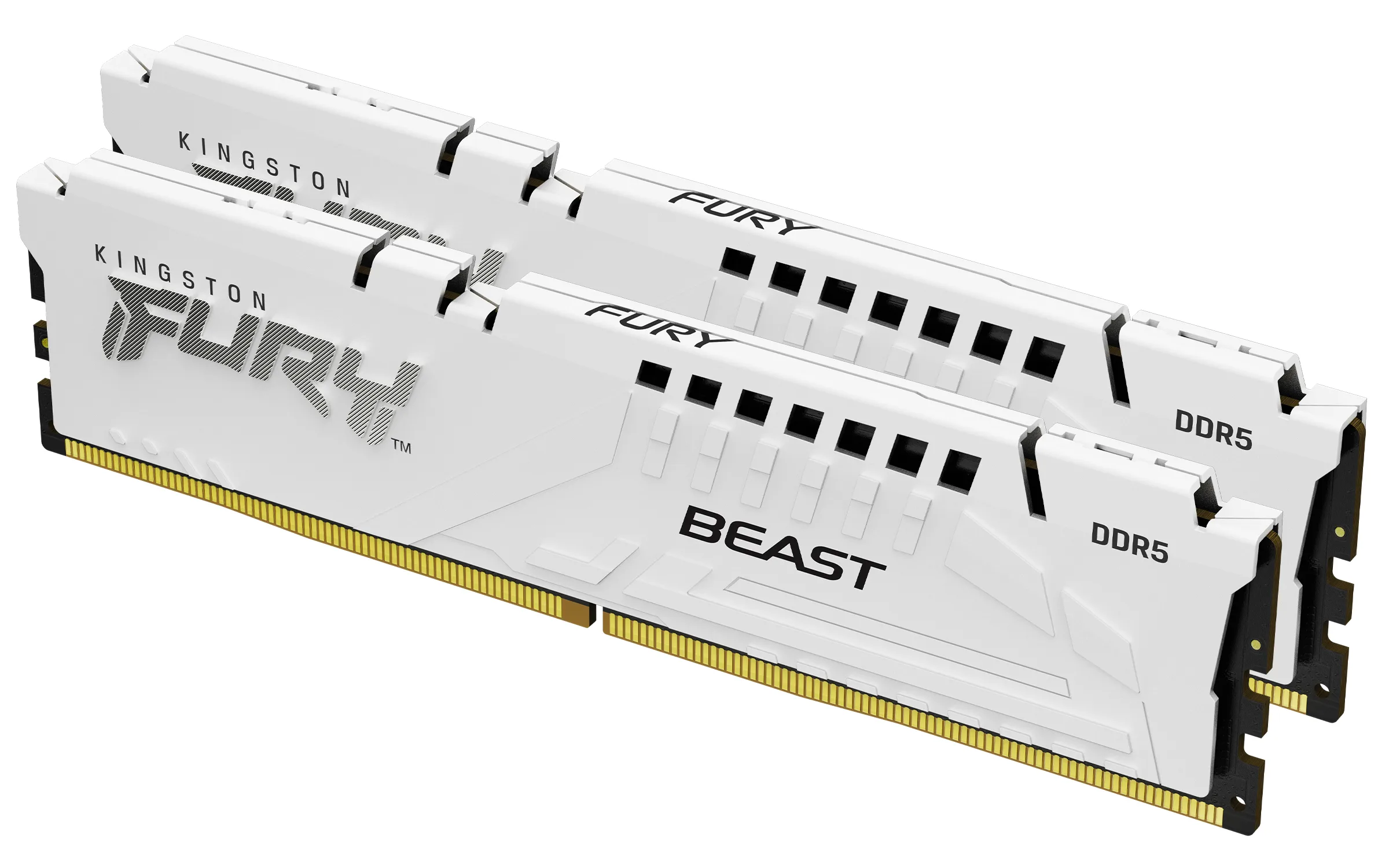Оперативная память Kingston Fury Beast, DDR5, 32Gb (2x16 Gb), 5600 MHz, CL36, DIMM, радиатор, белый