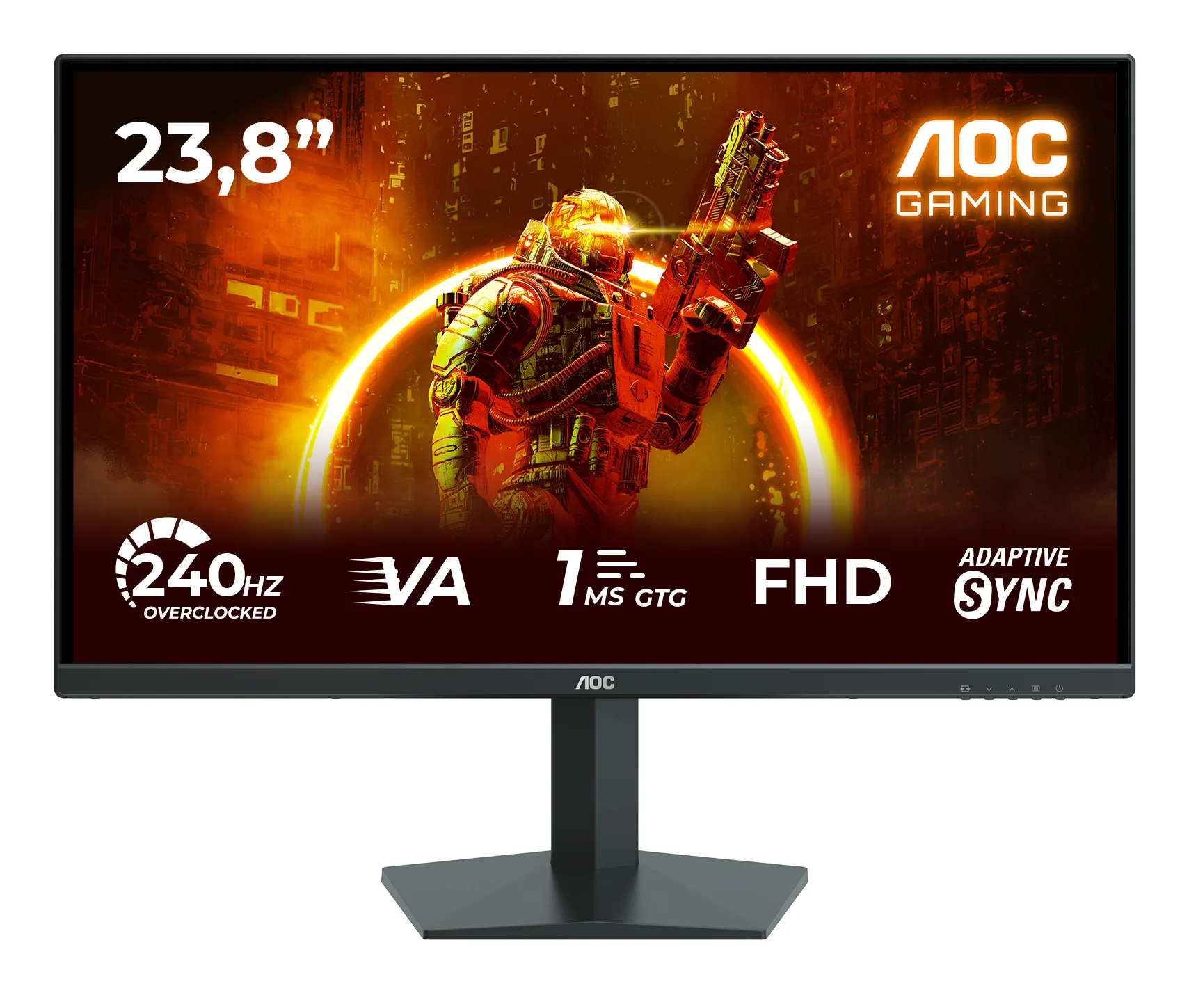 Монитор 23.8" AOC 24G10ZNE VA 1920x1080, 240 Гц, 0.3 мс, 16:9, 300 кд/м², 2xHDMI, DisplayPort, HDR, Flicker Free, Low Blue Light, черный