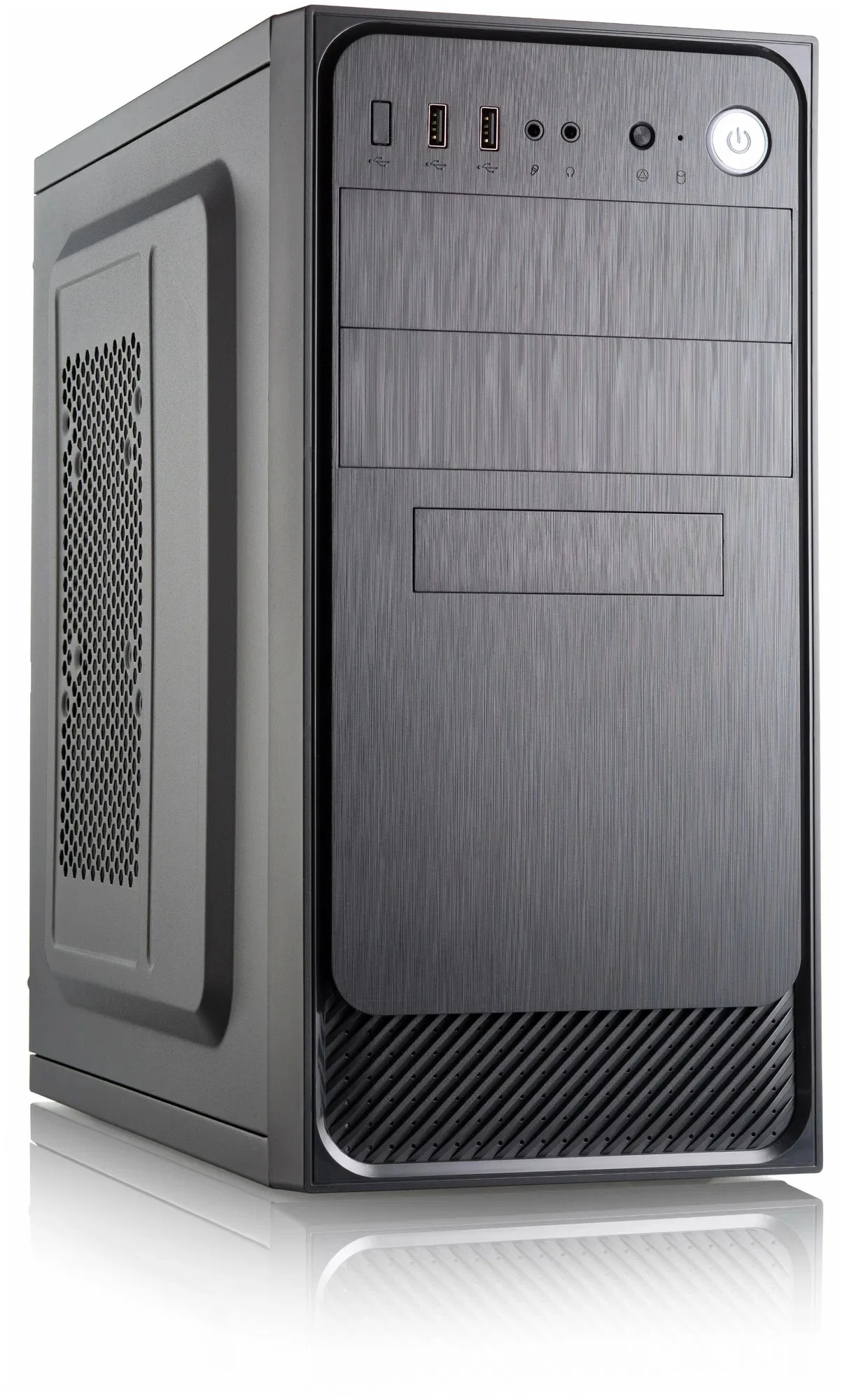Компьютерный корпус с блоком питания Foxline 450Вт. Сase Forza mATX, 450W, 2xUSB 2.0, Black, w/o FAN, 12 см fan PSU, power cord