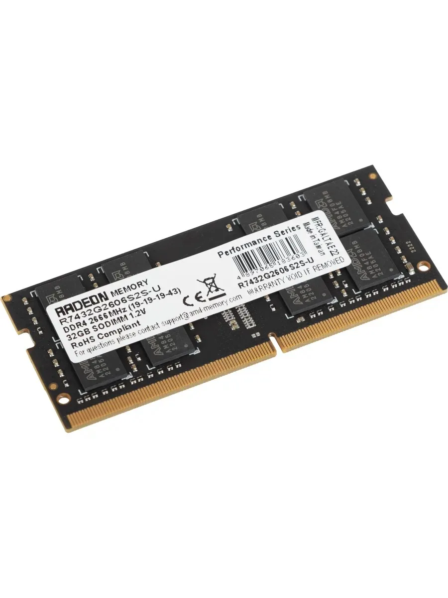 Оперативная память AMD Radeon R7, 32GB, DDR4, 2666MHz, CL19, SO-DIMM