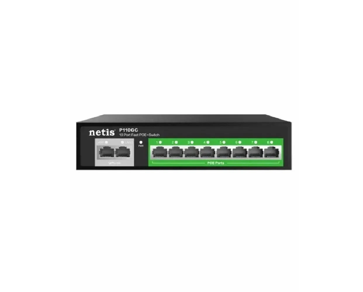 Коммутатор Netis P110GC, 8×1 Гбит/с PoE+ + 2×1 Гбит/с, неуправляемый