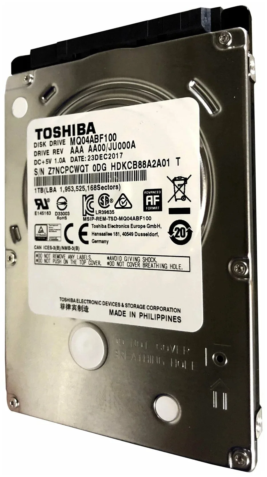 Жесткий диск HDD Toshiba MQ04 1Tb 5400rpm SATA 128Mb 2.5"