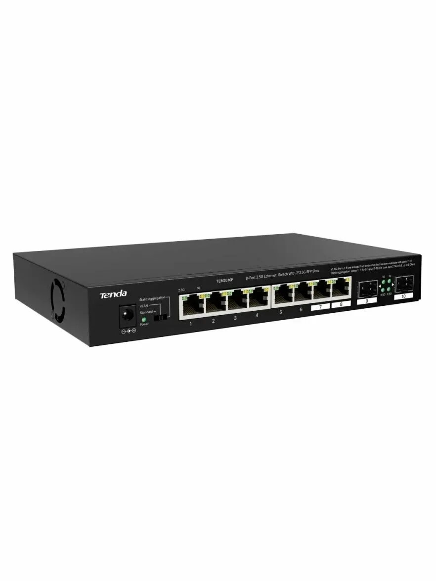 Коммутатор Tenda TEM2010F, 8×2.5 Гбит/с + 2×2.5 Гбит/с SFP, неуправляемый