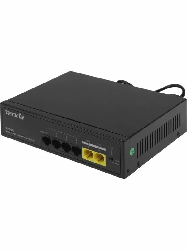 Коммутатор Tenda SG106PC, 4×1 Гбит/с PoE + 2×1 Гбит/с Uplink, неуправляемый