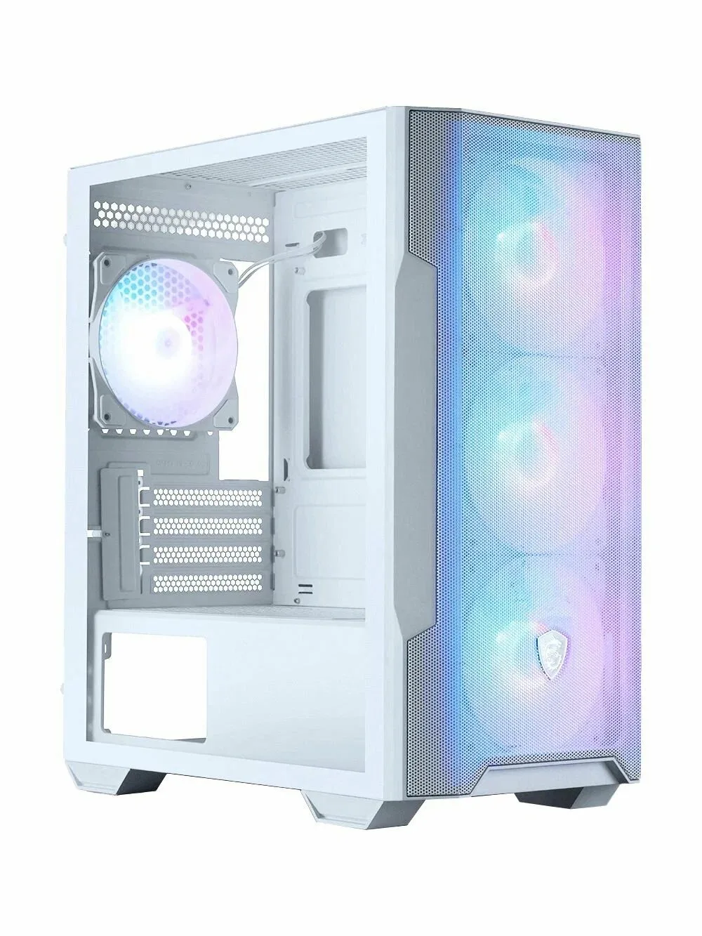 Компьютерный корпус MSI MAG FORGE M100R WHITE Mini-Tower, MATX, 1xUSB 3.0, 2xUSB 2.0, 4x120мм ARGb Fan, ARGb Control Board, Tempered Glass Window, Brown Box (932220)