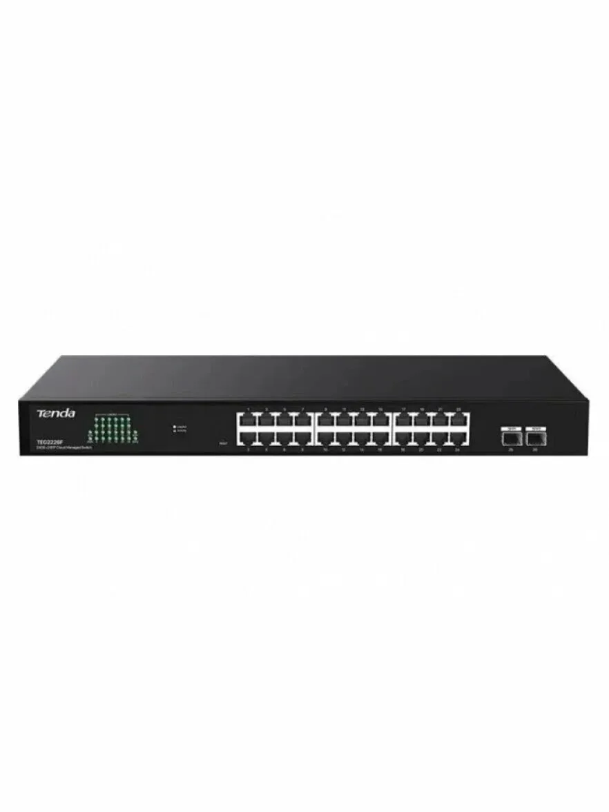 Коммутатор Tenda TEG2226F, 24×1 Гбит/с + 2×1 Гбит/с SFP, управляемый