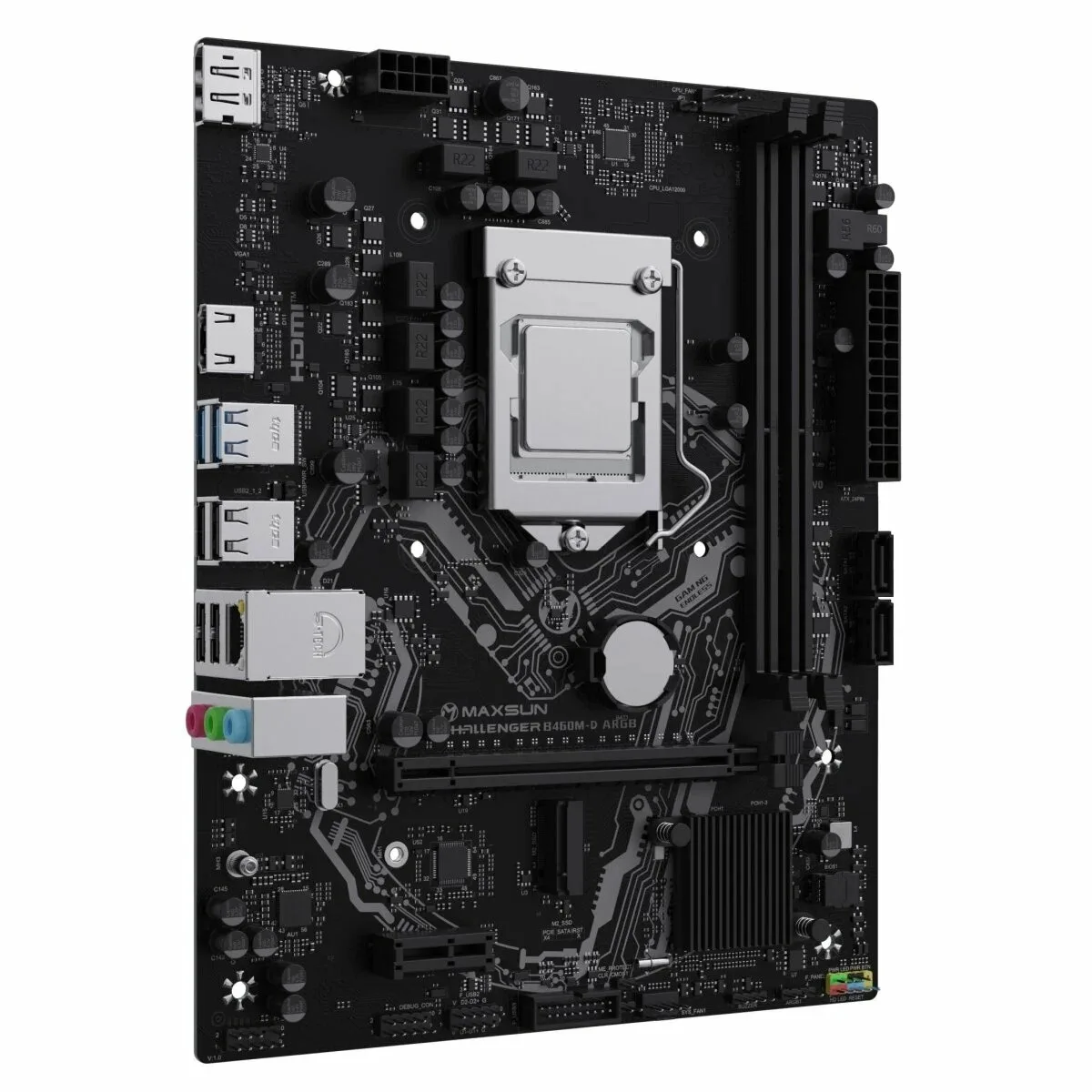 Материнская плата Maxsun MS-Challenger B460M-D, LGA1200, Intel B460, 2xDDR4, 2xSATA, 1xM.2, 1xPCIe 3.0 x16, 1xPCIe 3.0 x1, 1xHDMI, 1xDisplayPort, 1x 1Gb LAN, 4xUSB 3.2 Gen1, 2xUSB 2.0, 3x3.5 мм, 7.1, microATX