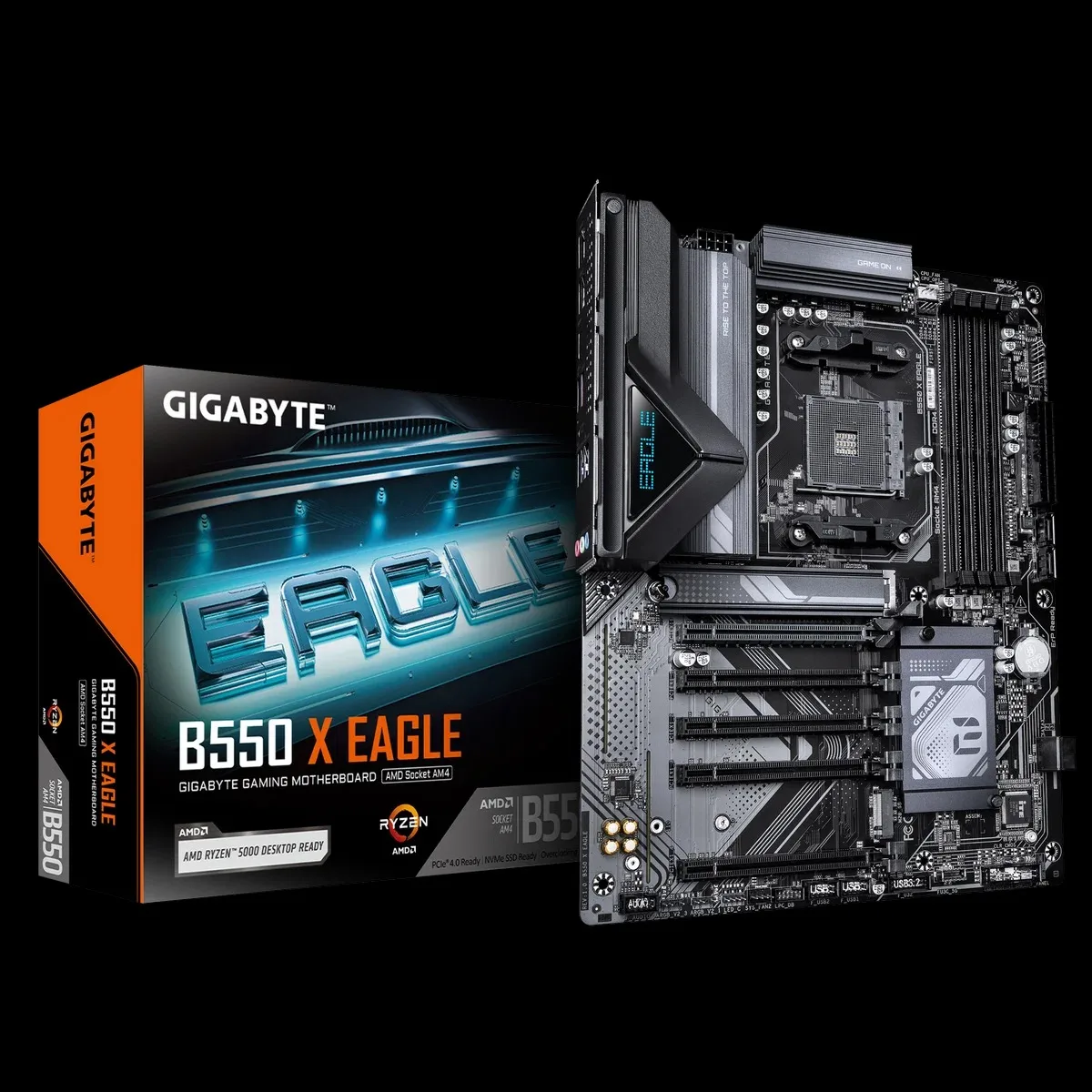 Материнская плата Gigabyte B550 X EAGLE, AM4, AMD B550, 4xDDR4, 4xSATA, 2xM.2, 5xPCIe x16 (1x4.0, 4x3.0), 1xHDMI, 1x 2.5Gb LAN, 4xUSB 2.0, 3xUSB 3.2 Gen 1, 1xUSB 3.2 Gen 2, 1xUSB Type-C, 3x3.5 мм, 7.1, ATX
