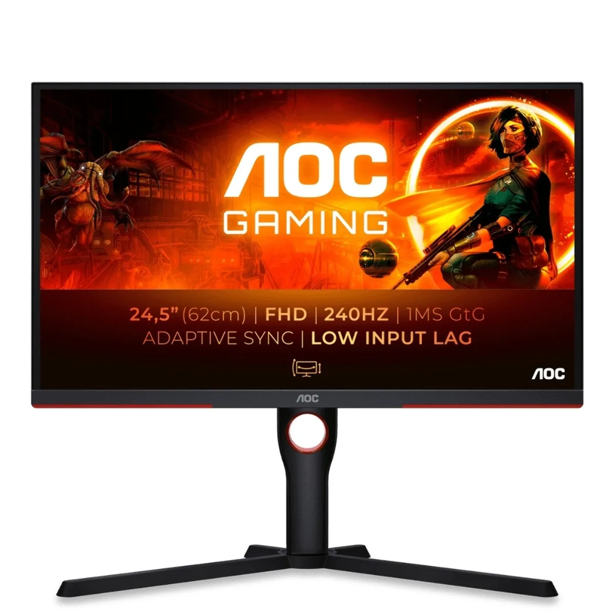 Монитор 24.5" AOC 25G3ZM VA 1920x1080, 240 Гц, 1 мс, 16:9, 300 кд/м², 2xHDMI, DisplayPort, Flicker Free, Low Blue Light, черный