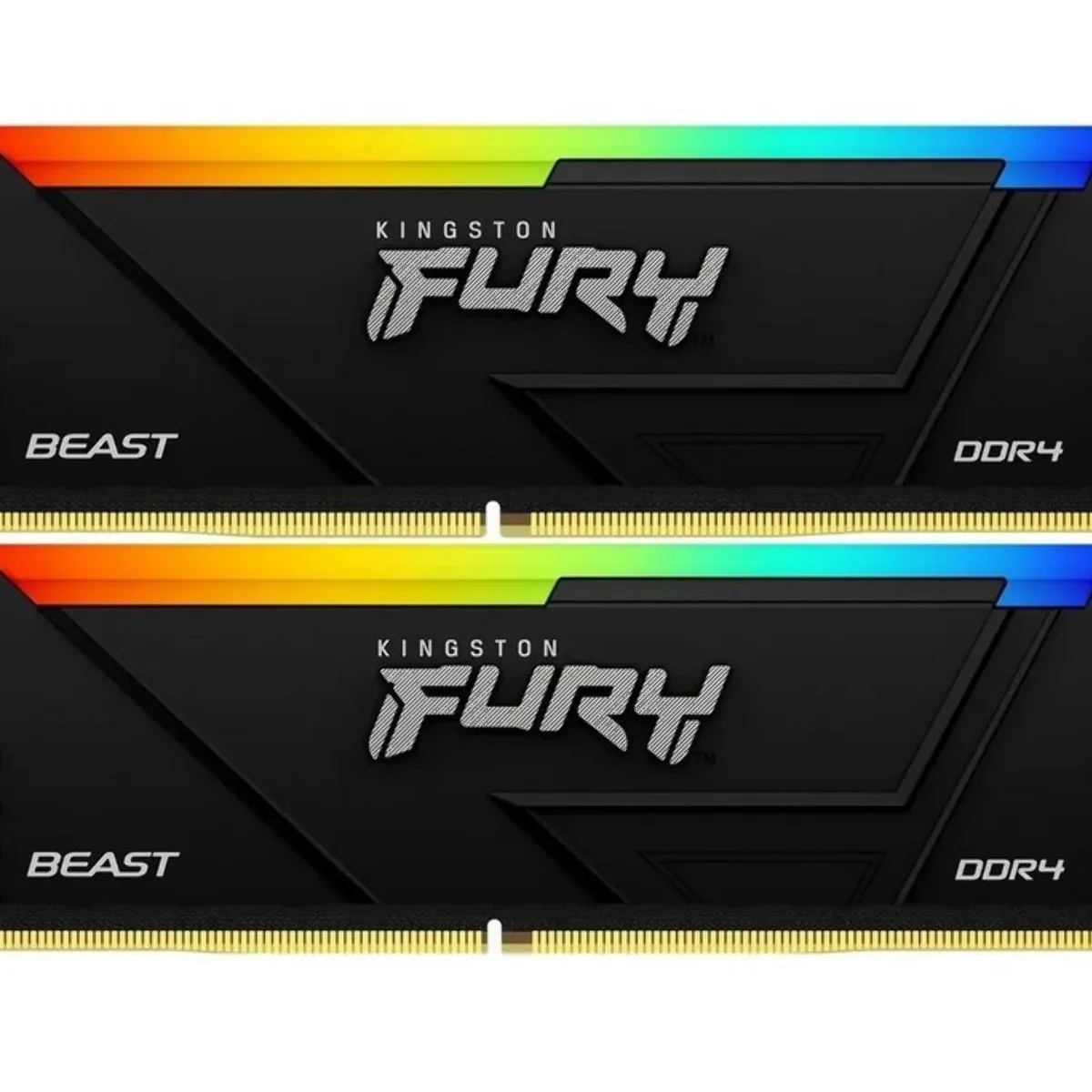 Оперативная память Kingston Fury Beast, DDR4, 32GB (2x16GB), 3200MHz, CL16, DIMM, с радиатором, RGB, черный