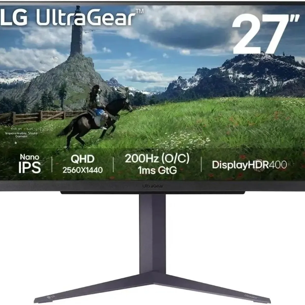 Монитор 27" LG UltraGear 27GS85Q-B Nano IPS 2560x1440, 200 Гц, 1 мс, 16:9, DisplayHDR 400, 400 кд/м², HDMI (x2), DisplayPort, USB-A (x2), Flicker Free, Low Blue Light, виртуальный прицел, стабилизатор черного цвета, счетчик кадров, трехсторонний безрамочный дизайн, регулировка по высоте, поворот на 90 градусов, черный