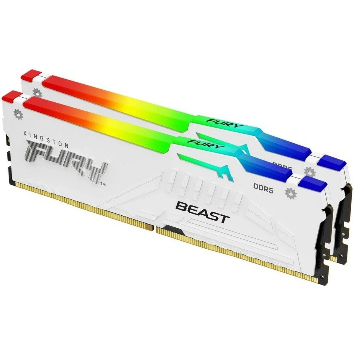 Оперативная память Kingston Fury Beast, DDR5, 32Gb (2x16Gb), 6000MHz, CL36, DIMM, с радиаторами, RGB, белый