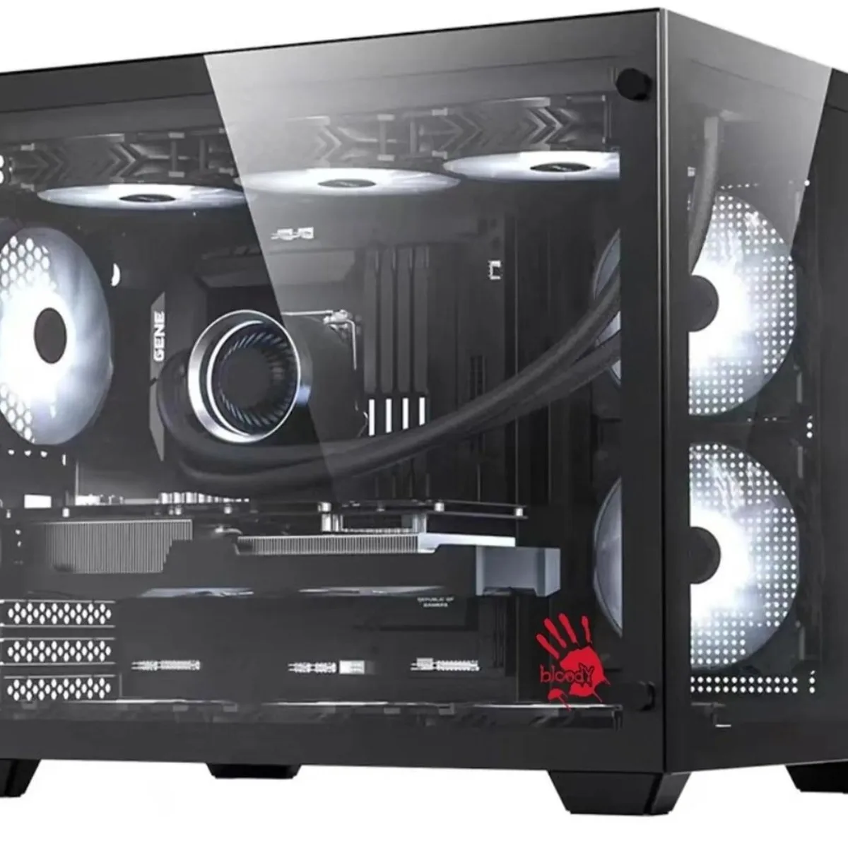 Компьютерный корпус Bloody BD-CC108 черный без БП mATX 9x120мм 2xUSB 3.0 audio bott PSU